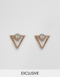 Уголки для воротника в форме треугольников с камнями Reclaimed Vintage - Серебряный