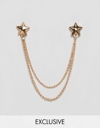 Золотистые уголки для воротника в форме звезд с цепочкой Reclaimed Vintage - Золотой