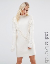 Платье-джемпер с кружевной отделкой в виде шевронов Vero Moda Petite - Кремовый