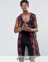 Шифоновый фестивальный жилет миди Reclaimed Vintage - Черный