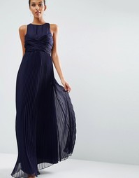 Плиссированное платье макси ASOS WEDDING - Темно-синий