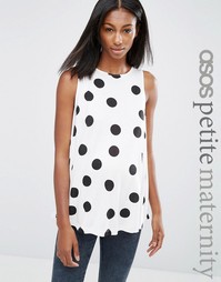 Свободный топ для беременных без рукавов в горошек ASOS Maternity PETITE - Мульти