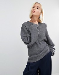 Вязаный джемпер в рубчик с широкими рукавами Weekday - Серый