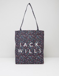 Темно-синяя сумка с цветочным принтом Jack Wills Ambleshire - Темно-синий