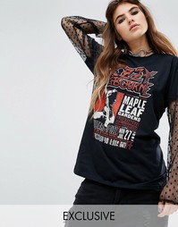 Лонгслив с кружевными вставками Reclaimed Vintage Ozzy Osbourne - Черный