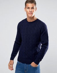 Темно-синий джемпер с узором косичка Tommy Hilfiger - Темно-синий