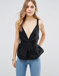 Топ без рукавов с завязывающимся на талии поясом Free People Benji - Черный