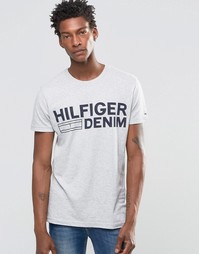 Серая футболка с принтом логотипа Hilfiger Denim - Серый