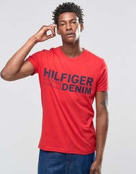 Красная футболка с логотипом Hilfiger Denim - Красный