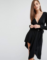 Платье с длинными рукавами и кольцами Stylestalker Maia - Черный
