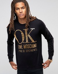 Джемпер с золотистым логотипом Love Moschino - Черный