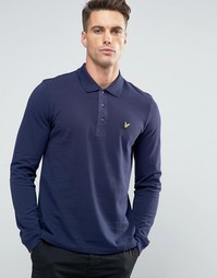 Темно-синяя футболка-поло с длинными рукавами и логотипом Lyle &amp; Scott - Темно-синий