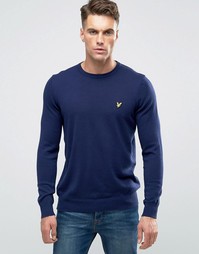 Темно-синий хлопковый джемпер с круглым вырезом Lyle &amp; Scott - Темно-синий