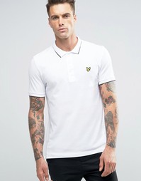 Поло из пике с кантом и жаккардовым воротником Lyle &amp; Scott - Белый