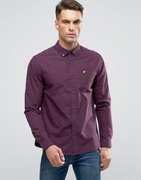 Темно-синяя рубашка слим в бордовую клетку на пуговицах Lyle &amp; Scott - Красный