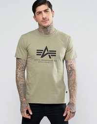 Футболка оливкового цвета Alpha Industries - Зеленый