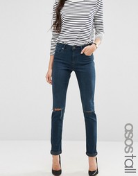 Темные джинсы бойфренда с прорехами ASOS TALL Kimmi - Синий