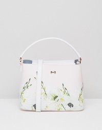 Кожаная сумка‑тоут с ручкой сверху и цветочным принтом Ted Baker - Розовый