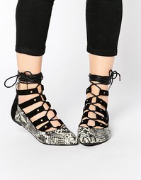 Остроносые туфли на плоской подошве Truffle Collection Stella Ghillie - Черный