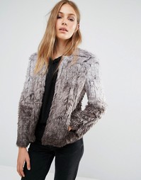 Шуба из искусственного меха с эффектом омбре QED London - Серый