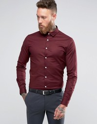 Бордовая оксфордская рубашка с длинными рукавами ASOS - Красный