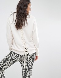 Флисовый свитшот с принтом и шнуровкой сзади Billabong - Белый