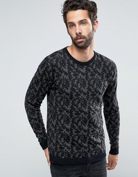 Трикотажный джемпер камуфляжной расцветки с круглым вырезом Only &amp; Sons - Черный