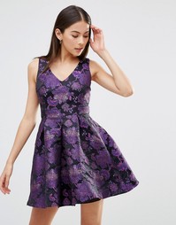 Приталенное платье с цветочным принтом AX Paris - Фиолетовый