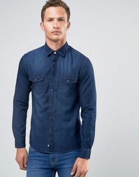 Джинсовая рубашка узкого кроя с длинными рукавами Celio - Синий