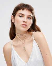 Замшевое ожерелье с завязкой Krystal - Бежевый