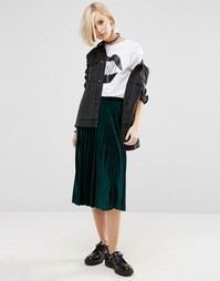 Плиссированная вельветовая юбка миди ASOS - Зеленый