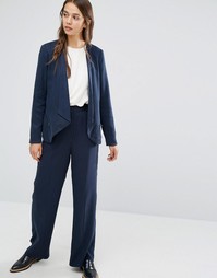 Брюки с широкими штанинами и завышенной талией Selected - Темно-синий