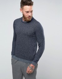 Вязаный джемпер с узором в елочку Ted Baker - Темно-синий
