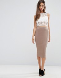 Длинная юбка-карандаш ASOS - Бежевый