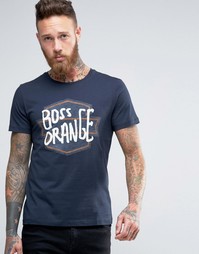 Футболка с логотипом в байкерском стиле Boss Orange Tommi 1 - Темно-синий