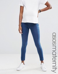 Темно-синие джеггинсы с поясом под животиком ASOS Maternity Rivington - Синий