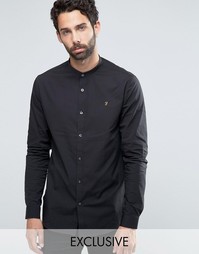 Узкая рубашка стретч с воротником на пуговице Farah - Черный