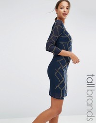 Цельнокройное платье с отделкой Maya Tall - Темно-синий