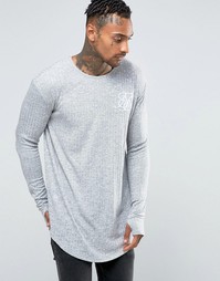 Лонгслив в рубчик SikSilk - Серый