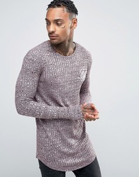 Лонгслив в рубчик SikSilk - Красный