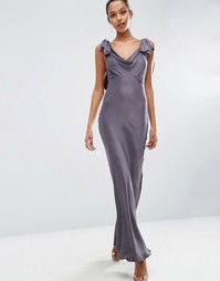 Атласное платье макси ASOS WEDDING - Серый