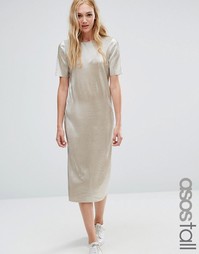 Золотистое платье-футболка миди ASOS TALL - Золотой