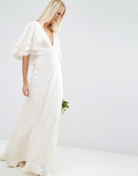 Платье макси со вставками и рукавами-бабочка ASOS BRIDAL - Белый