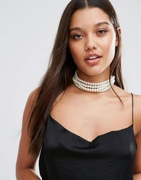 Ожерелье-чокер из искусственного жемчуга Missguided - Белый