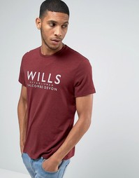 Футболка сливового цвета с принтом Wills Jack Wills - Красный