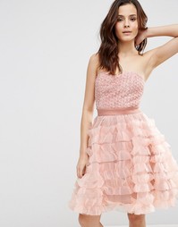 Платье-бандо в молодежном стиле Pixie &amp; Diamond - Розовый