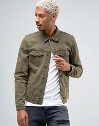 Зауженная джинсовая куртка цвета хаки ASOS - Зеленый
