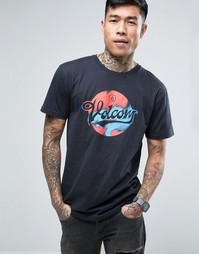 Темно-синяя футболка с принтом Volcom - Темно-синий