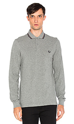 Поло с длинным рукавом и двойной полоской на воротнике - Fred Perry