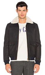 Leather bomber jacket with faux sherpa lining - Scotch &amp; Soda